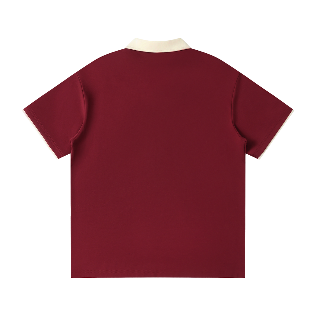Z Contrast Collar Raglan Polo Shirt