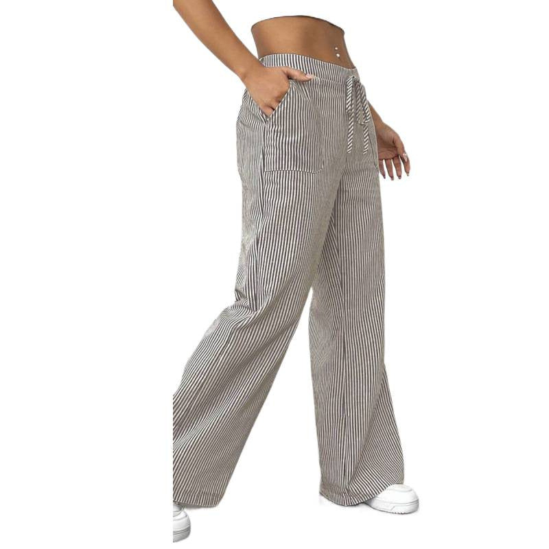 Striped Wide Leg Casual Pants