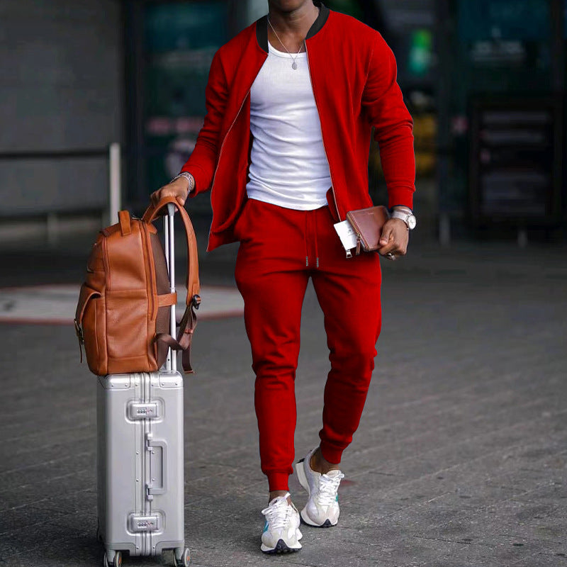 Casual Jacket Suit with Stand Collar