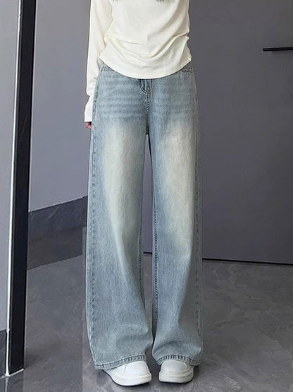 Womens High Waisted Wide Leg Denim Pants