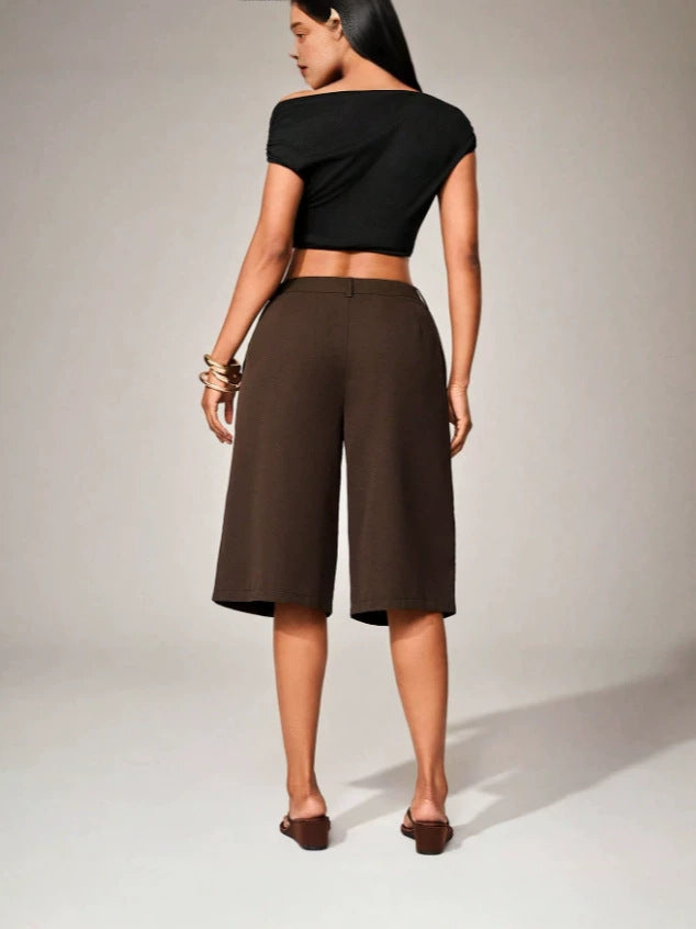 Womens High Waist Wide Leg Shorts