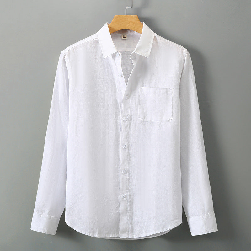 Mens Linen Long Sleeve Casual Shirt