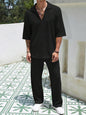 Men's Short Sleeve Shirt and Trousers Casual Set
