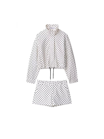 Polka Dot Drawstring Jacket and Pants