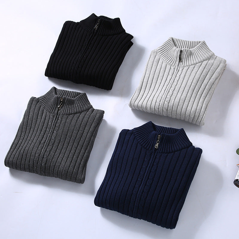 Mens Knitted Cardigan Sweater with Zipper