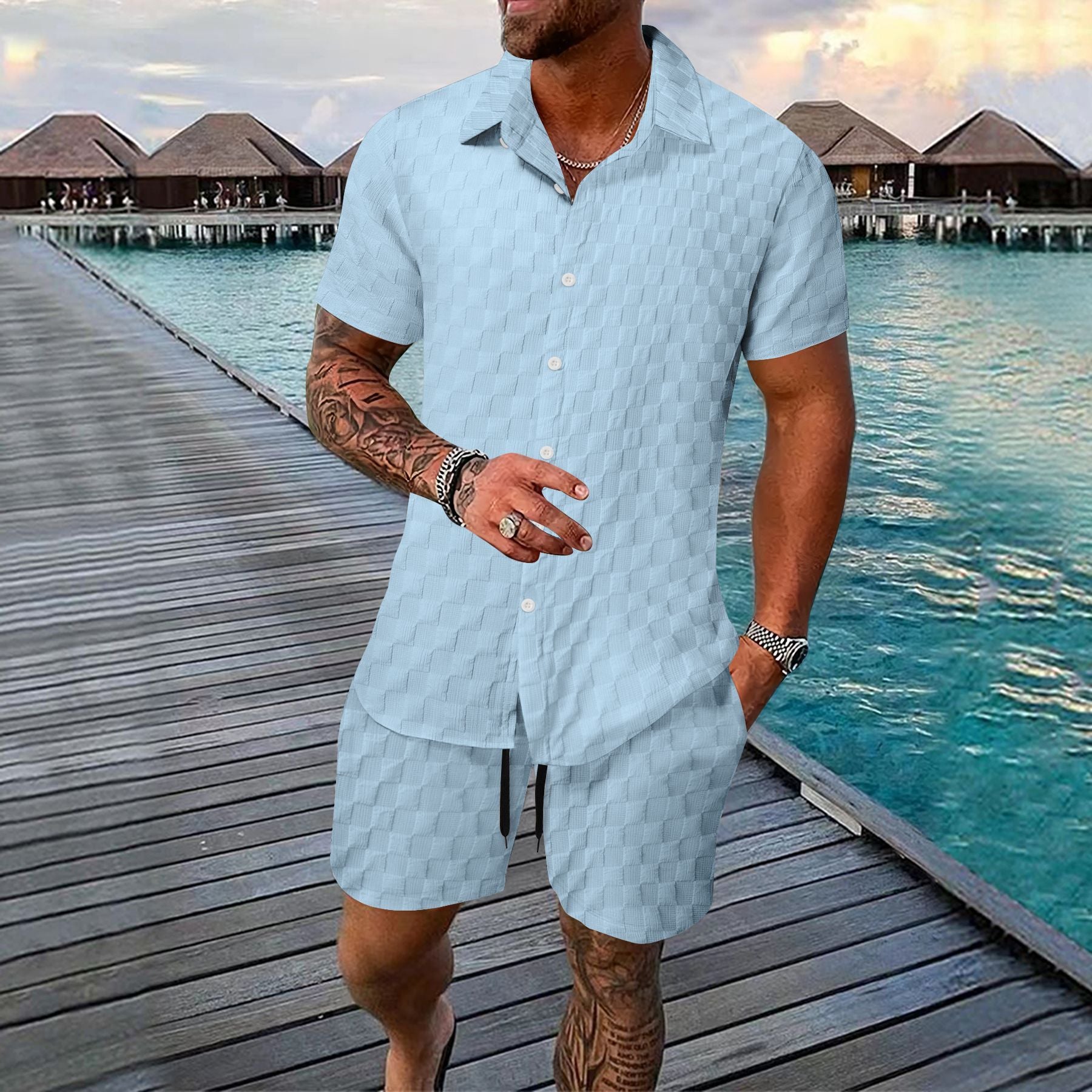 Men's Casual Summer Shirt and Shorts Set