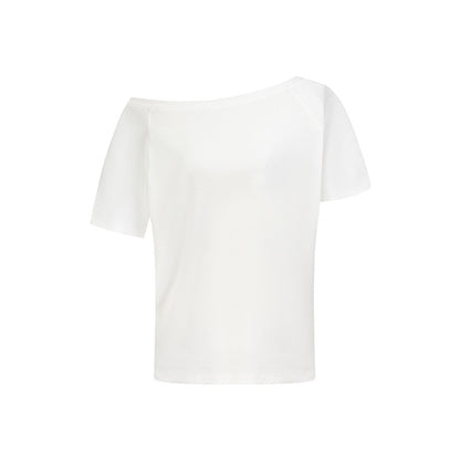Irregular slanted collar off-the-shoulder short-sleeved shirts in summer