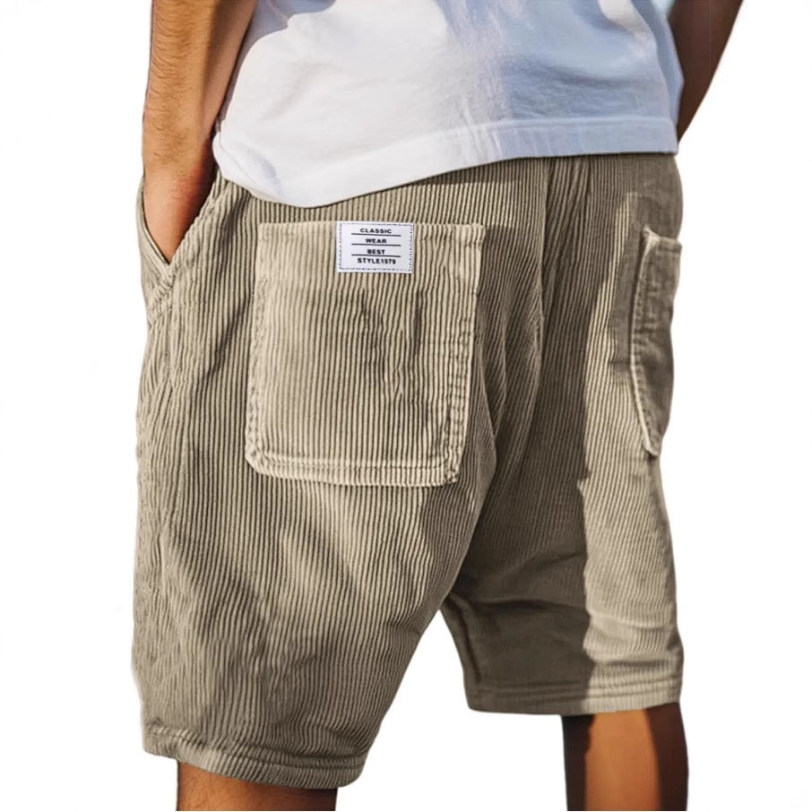 Mens Vintage Corduroy Shorts with Multiple Pockets