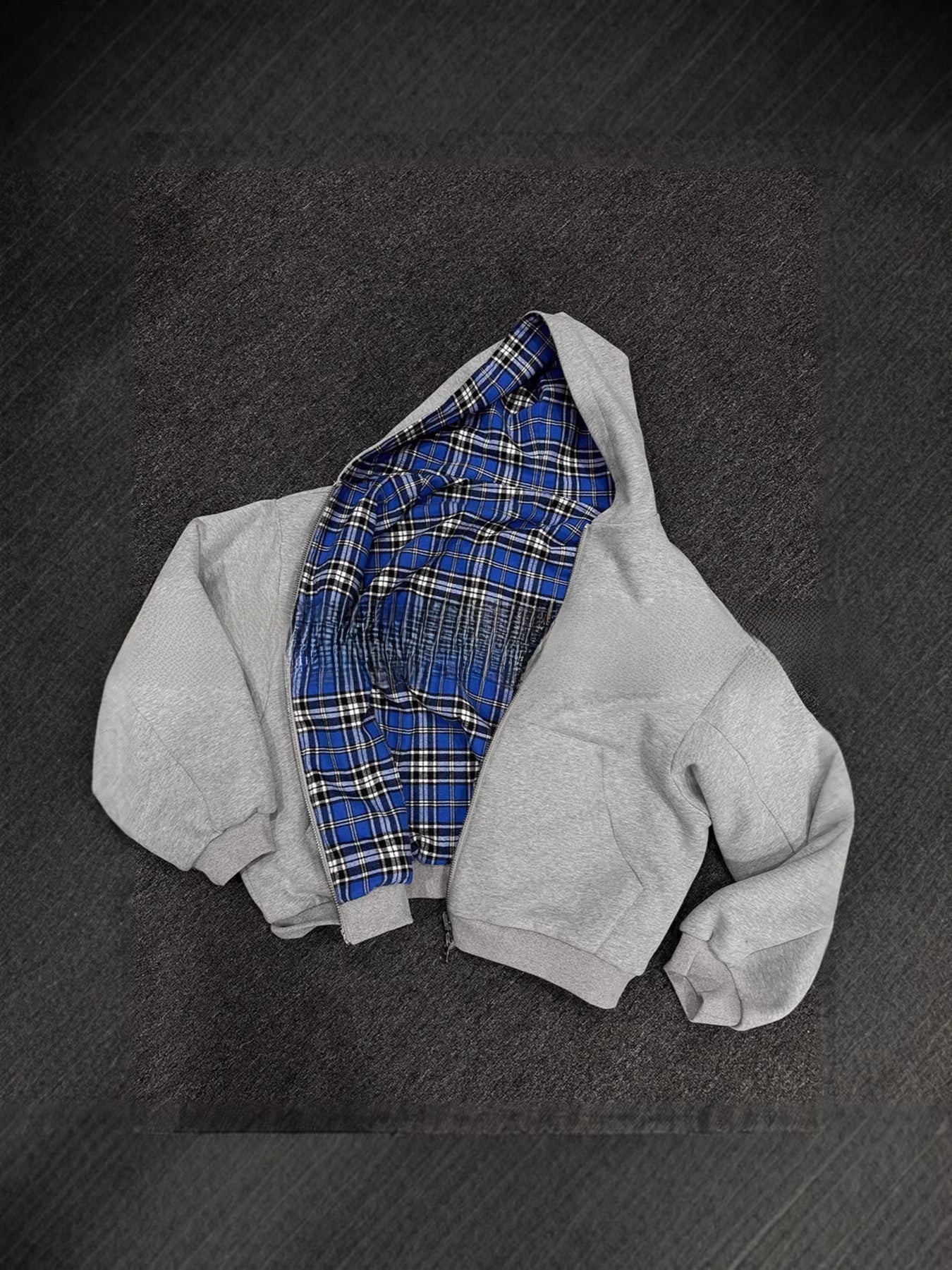 Retro Plaid Hooded Zip-Up Sweatshirt Jacket