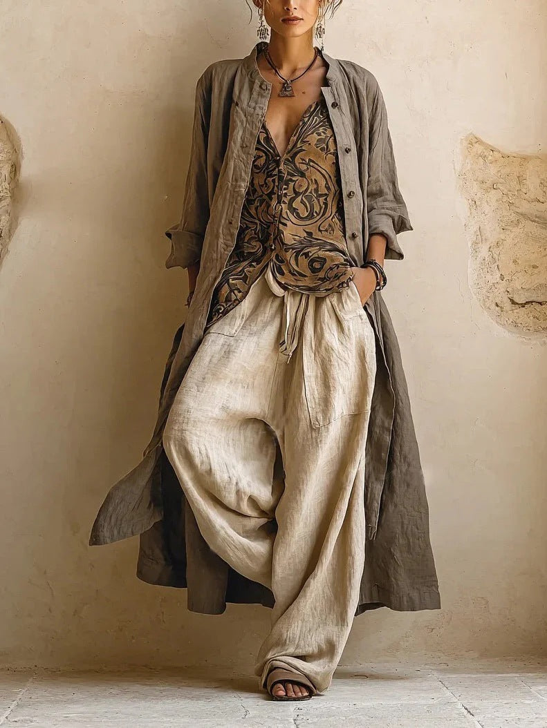 Women's Printed Shirt and Pants Set