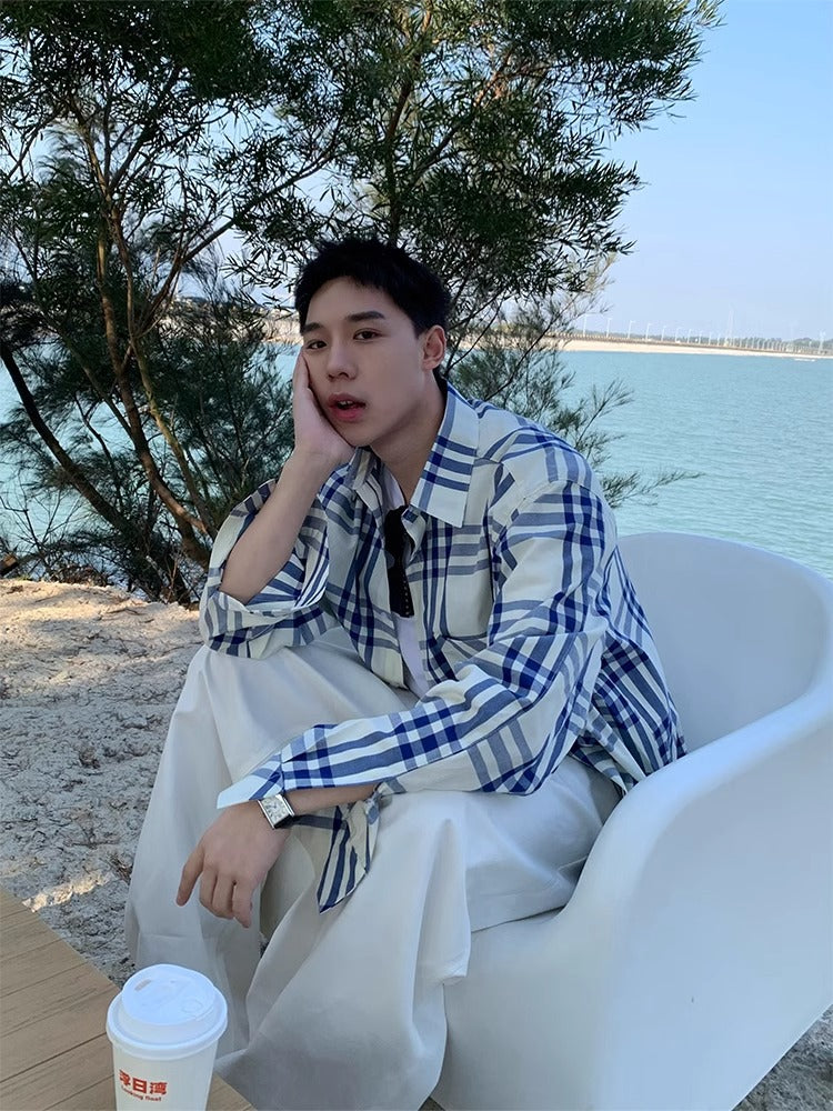 Loose Fit Plaid Shirt Casual Wear