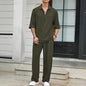 Men's Short Sleeve Shirt and Trousers Casual Set