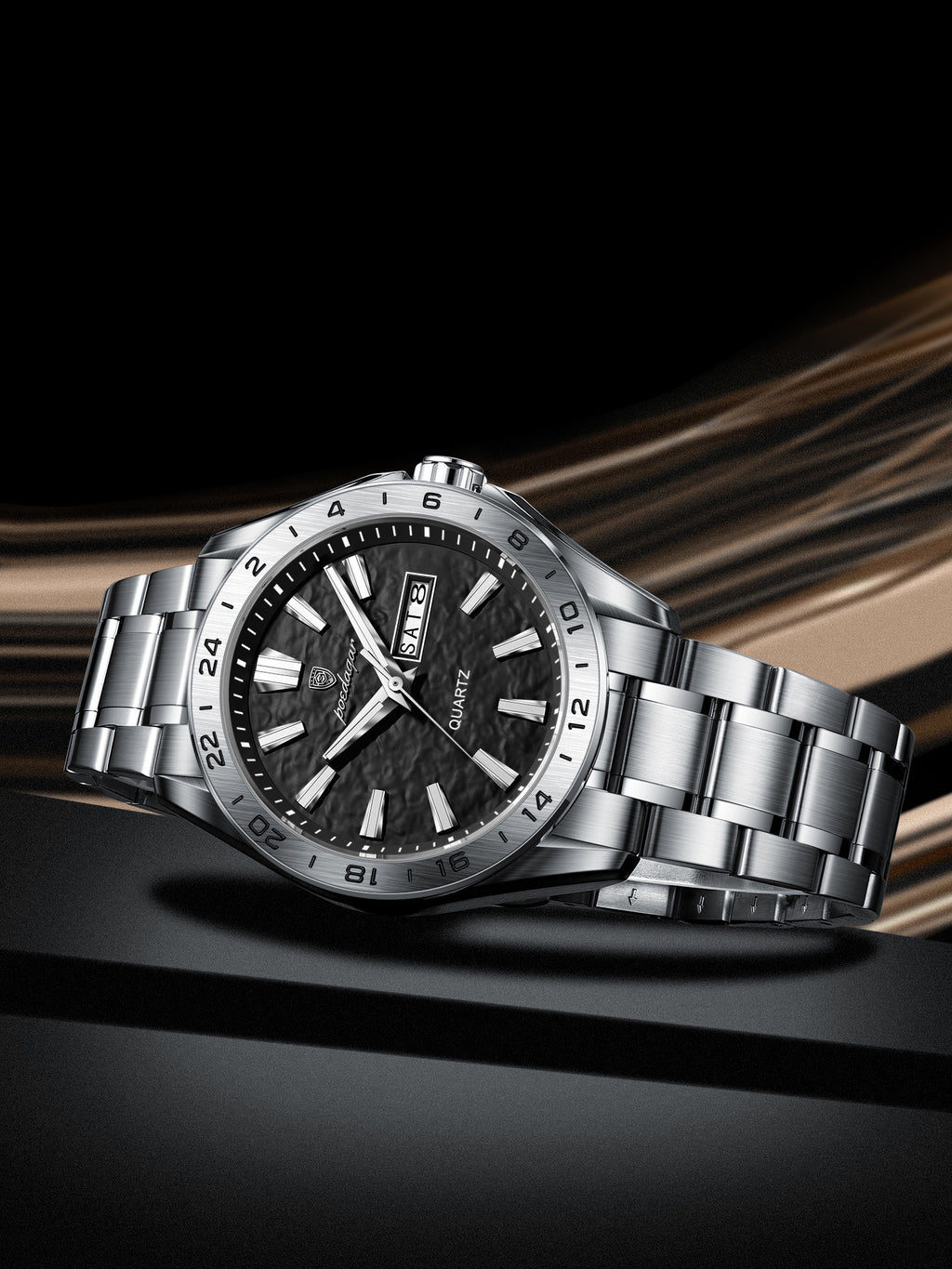 Men's Waterproof Quartz Watch with Dual Calendar
