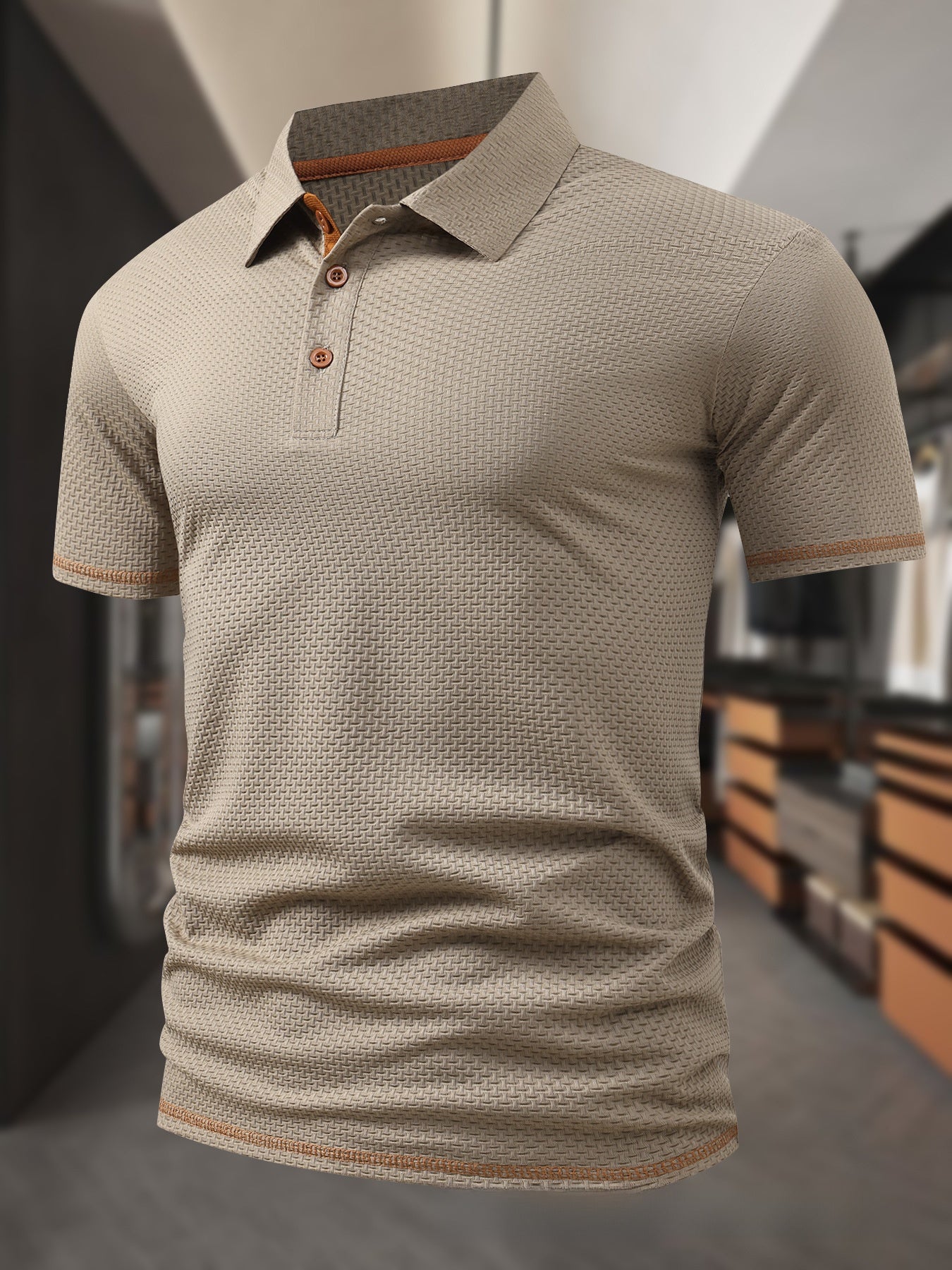Mens Jacquard Ice Silk Polo Shirt