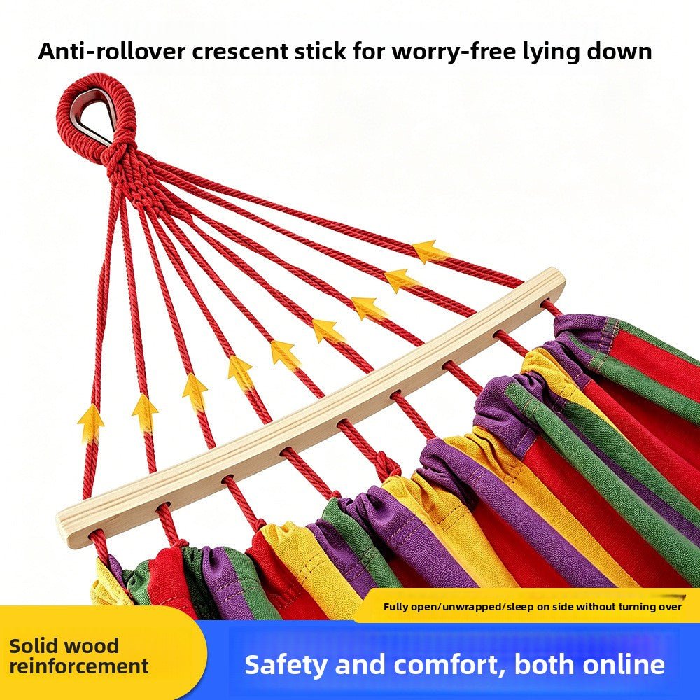 Thickened Nylon Outdoor Hammock Anti-Rollover Striped Swing Bed
