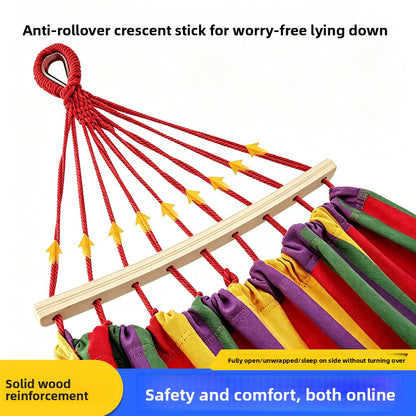 Thickened Nylon Outdoor Hammock Anti-Rollover Striped Swing Bed