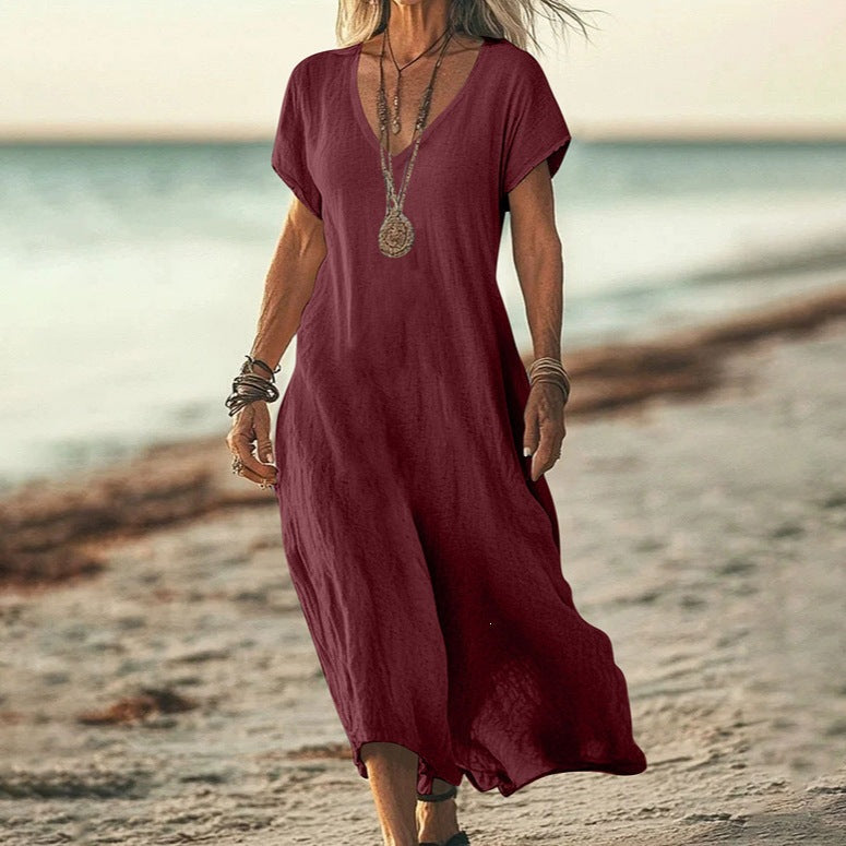 Women's Cotton Linen A-Line Dress
