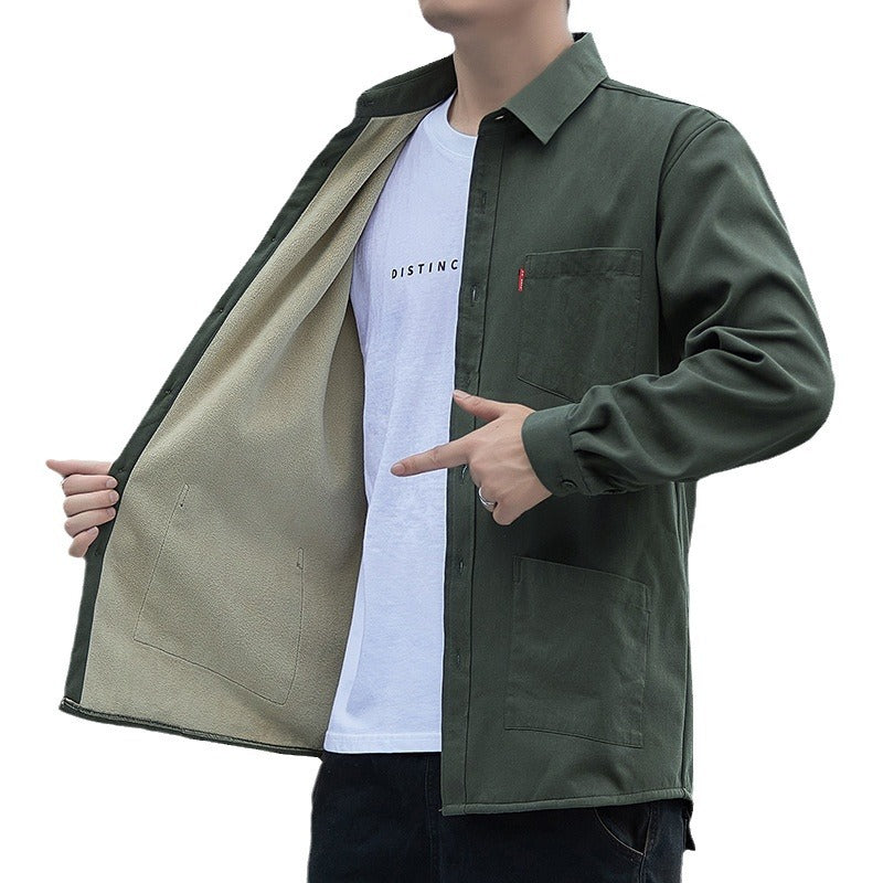 Men's thick and warm long-sleeved shirt