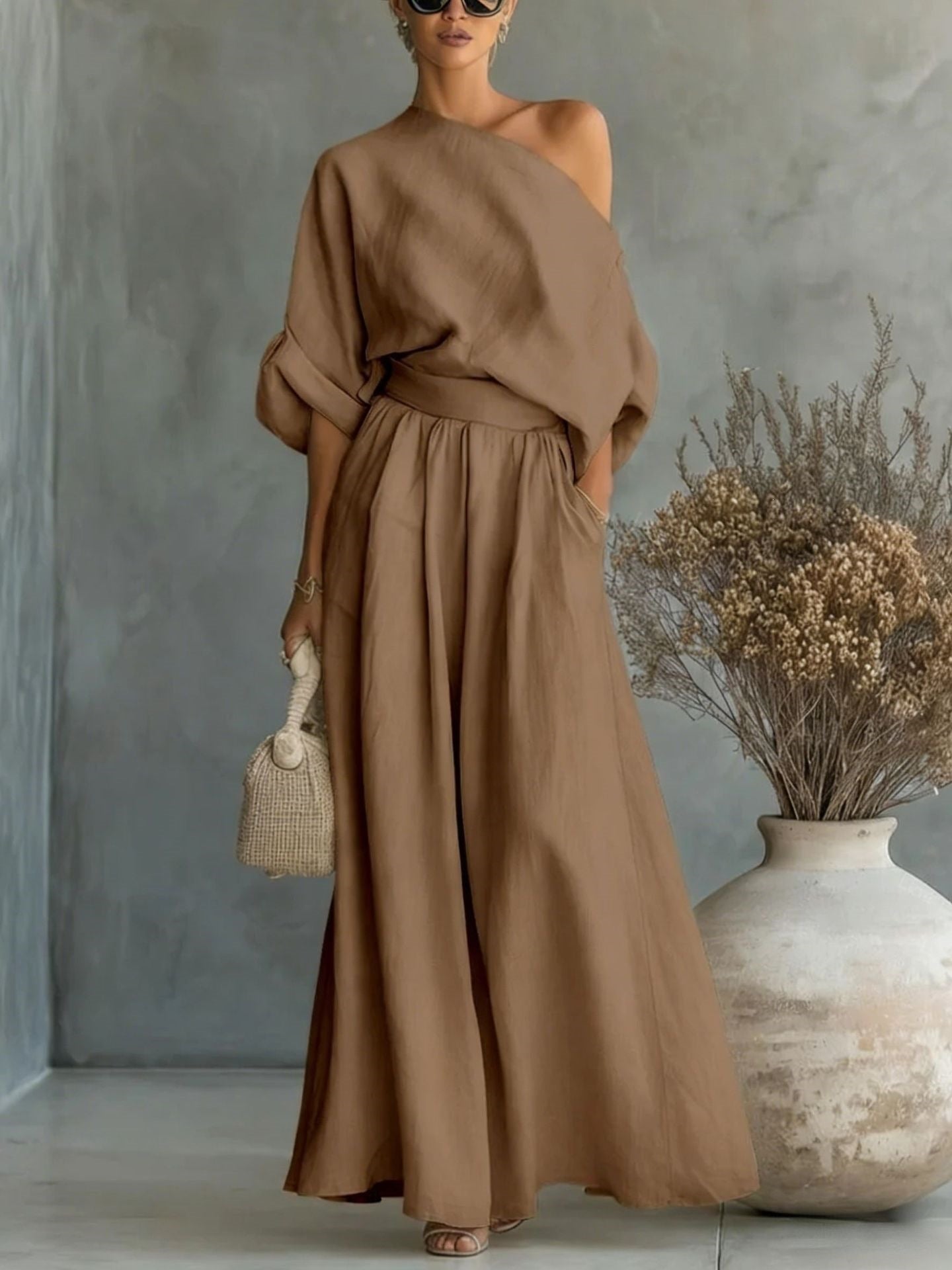 Elegant Off-Shoulder Top and Pants