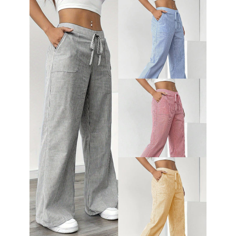 Striped Wide Leg Casual Pants