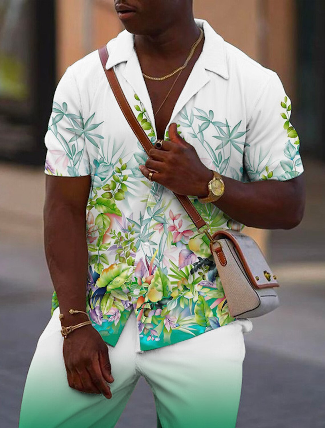 Men's Summer Casual Short-Sleeve Shirt and Shorts Set