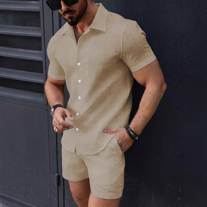 Men's vacation casual shirt and shorts set