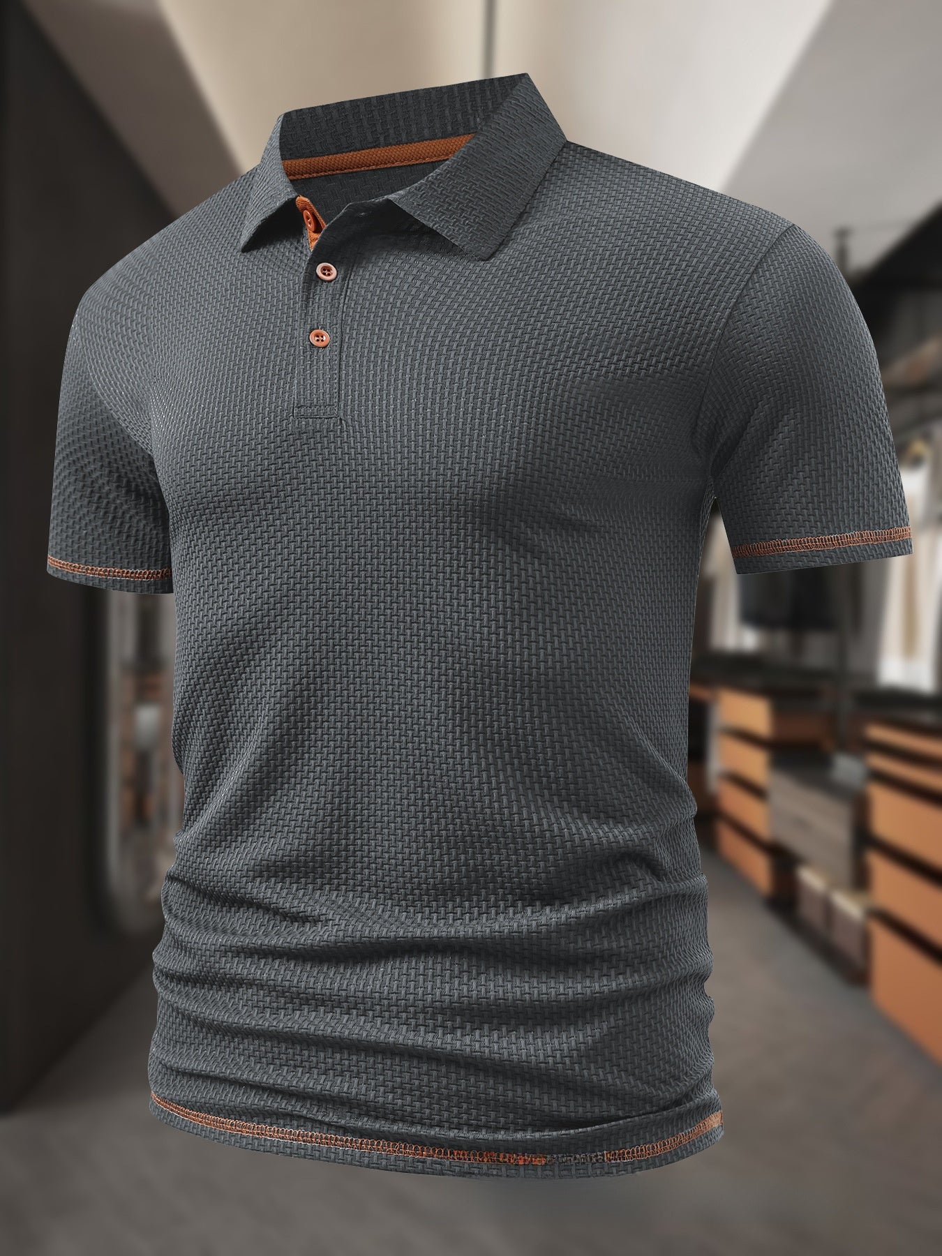 Mens Jacquard Ice Silk Polo Shirt