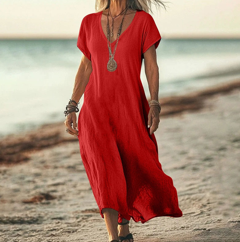 Women's Cotton Linen A-Line Dress
