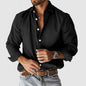 Casual, versatile, notched-collar, button-up solid-color men's top