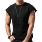Mens Solid Color Sleeveless Vest Casual Cotton Blend Shirt