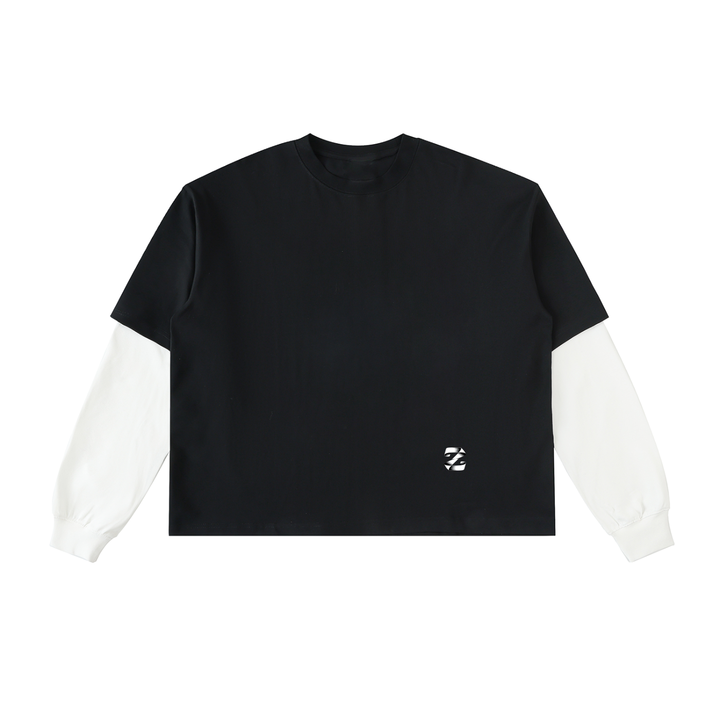 Z Layered Contrast Sleeve Cotton T-Shirt