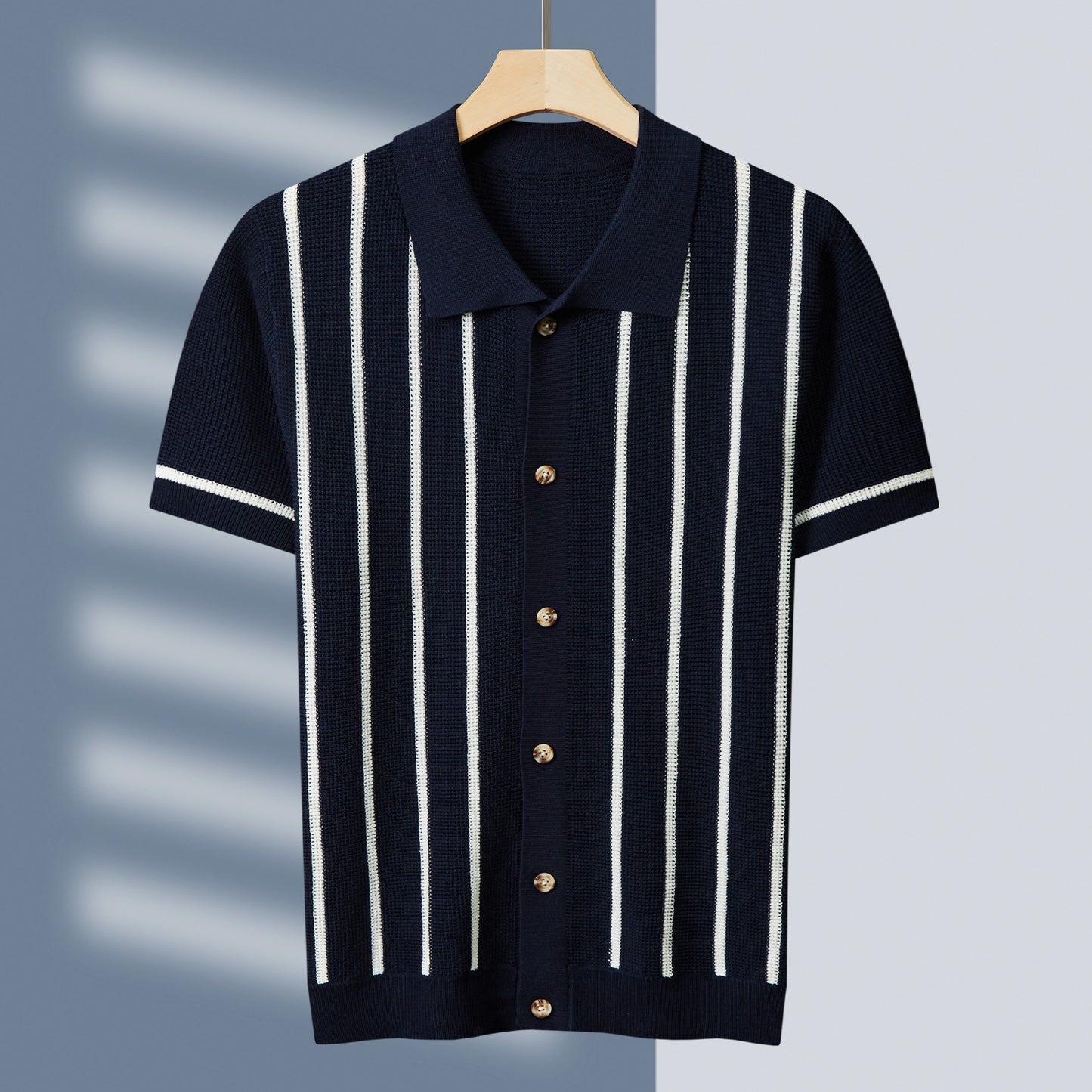 Thick Short Sleeve Color Block Polo Shirt