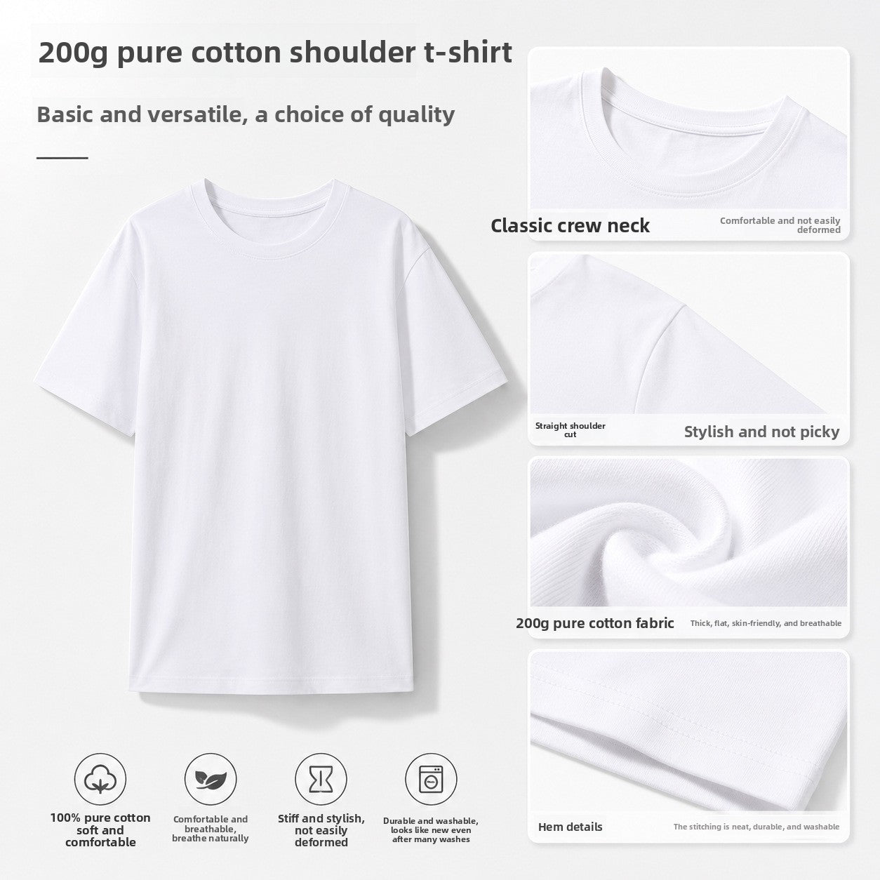Men Pure Cotton Regular Shoulder Slim Fit T-shirt