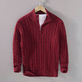 Mens Half Turtleneck Knit Sweater Zipper Pullover