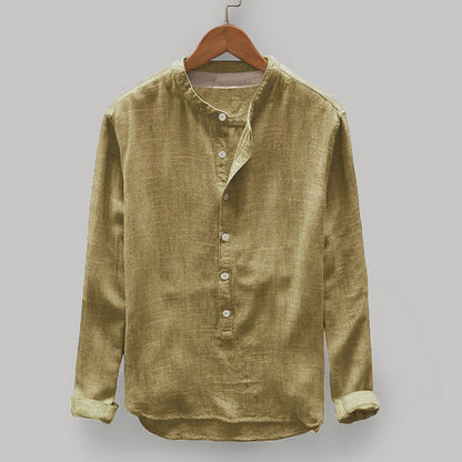 Mens Long Sleeve Stand Collar Shirt