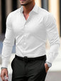 Men's long-sleeved solid-color shirt