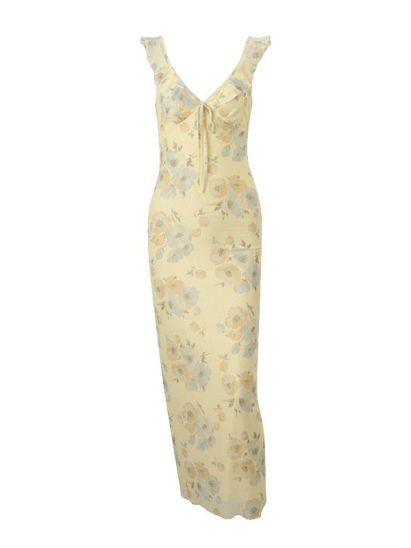 Womens Vintage Print Sling Dress