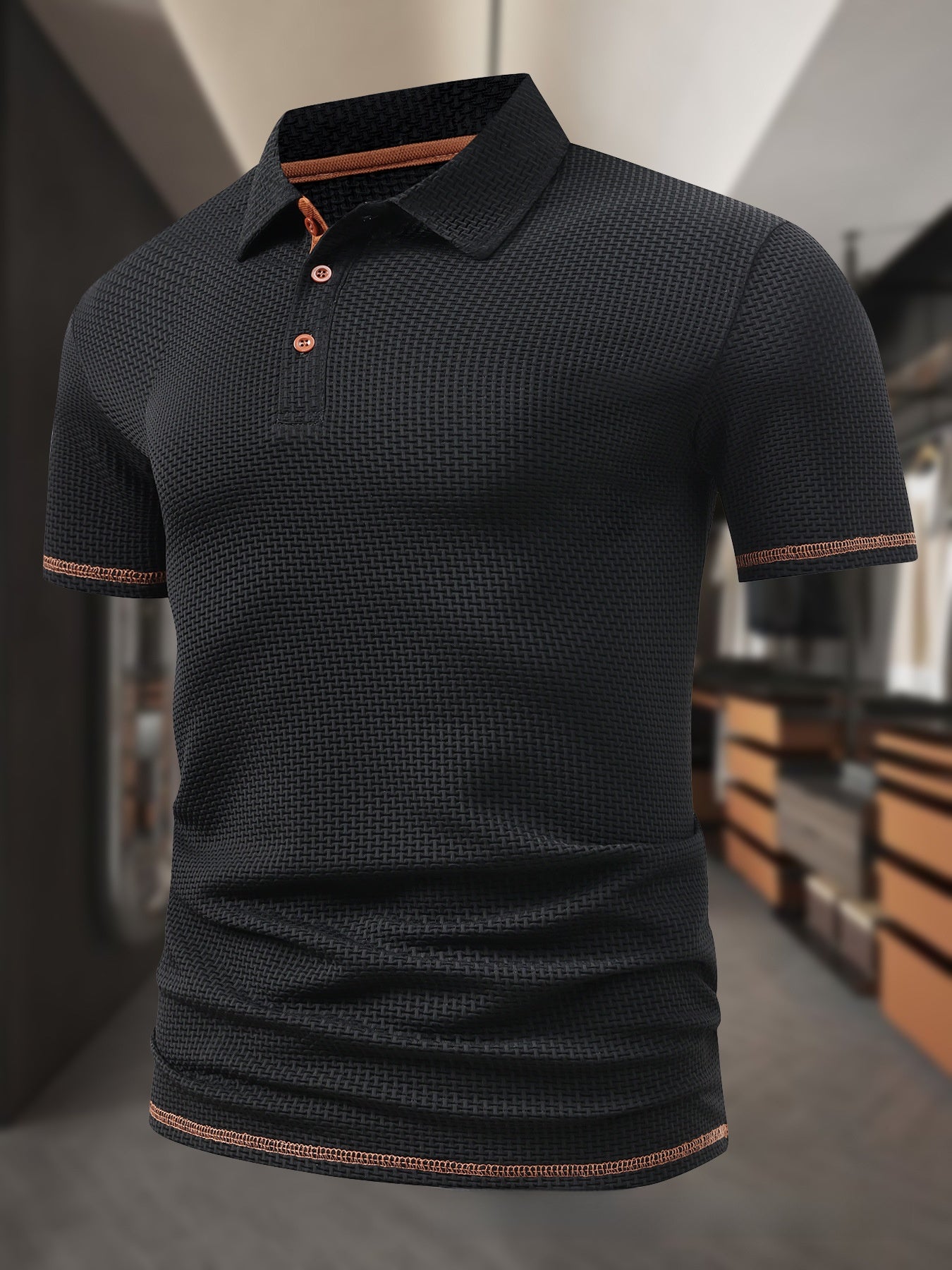 Mens Jacquard Ice Silk Polo Shirt