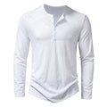 Corduroy Henry collar long-sleeved T-shirt