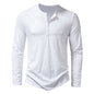 Corduroy Henry collar long-sleeved T-shirt