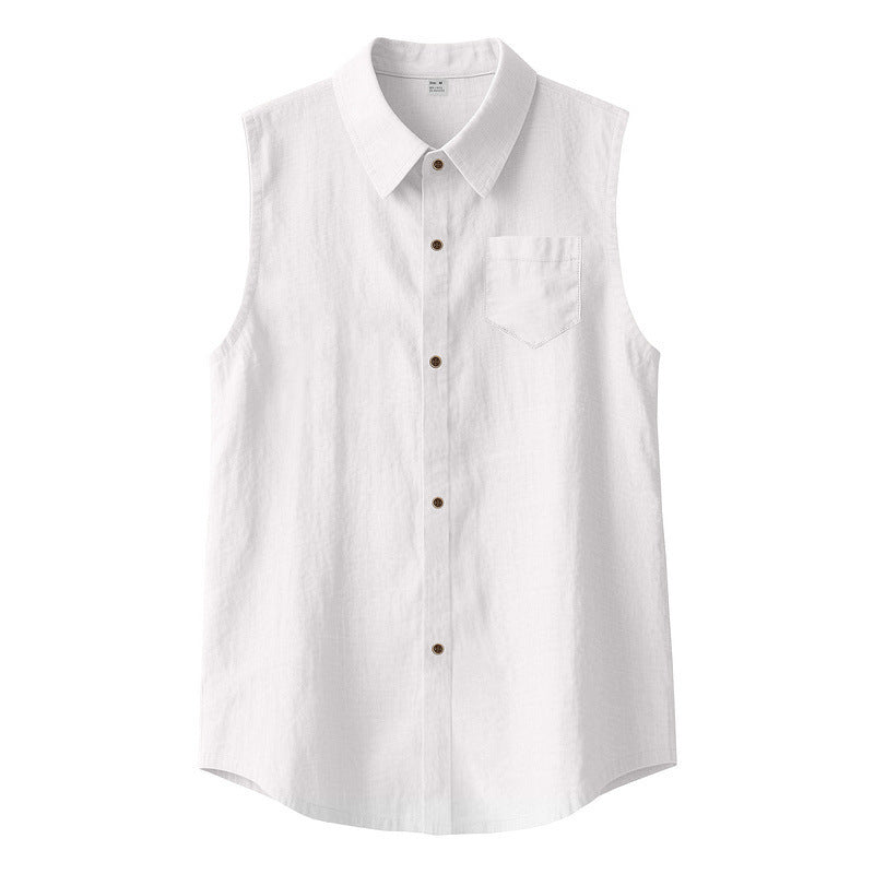 Men's Sleeveless Linen Shirt Vest