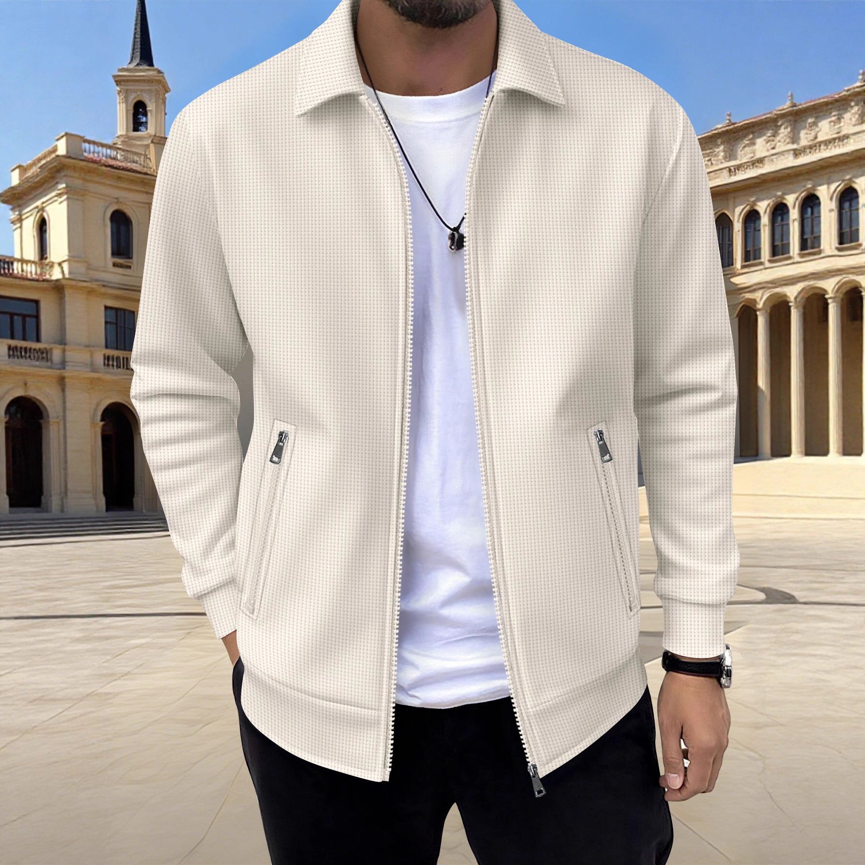 Mens Casual Zippered Jacket