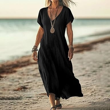 Women's Cotton Linen A-Line Dress