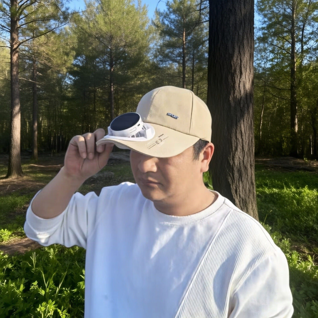 Solar-Powered Cooling Hat with USB Charging