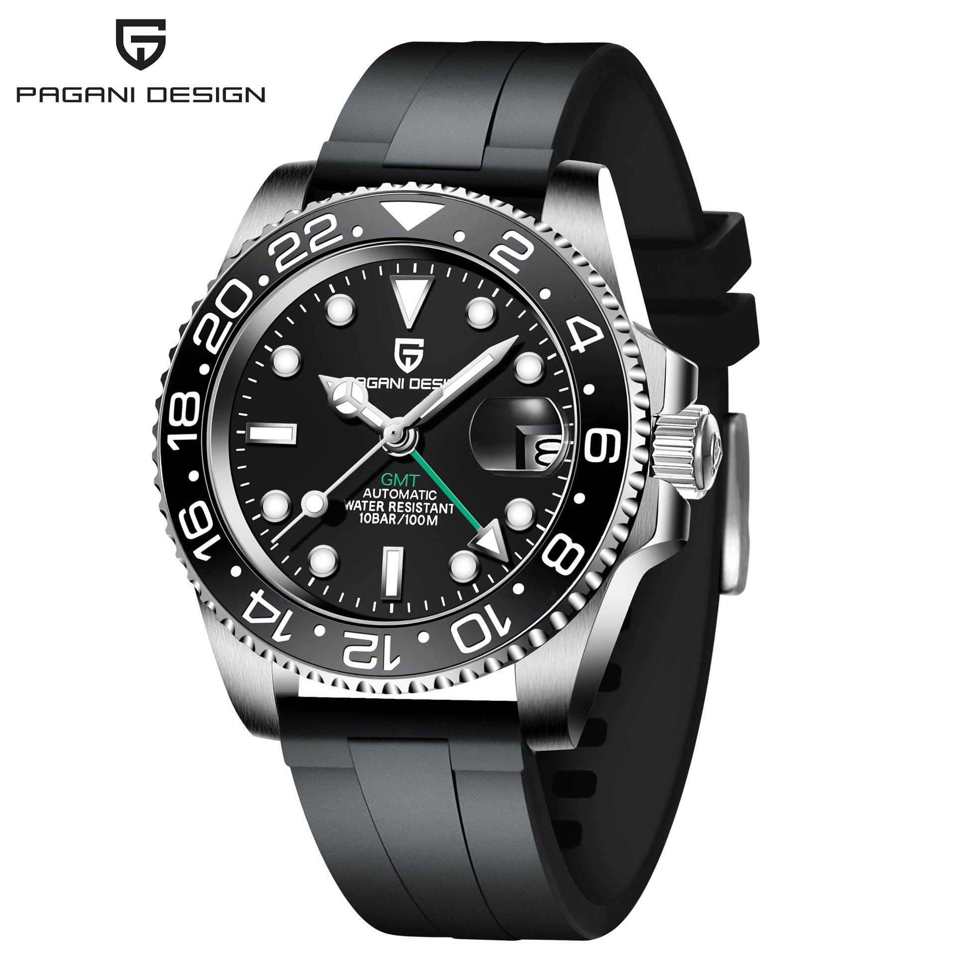PAGANI DESIGN Mens GMT Mechanical Watch Luminous Calendar