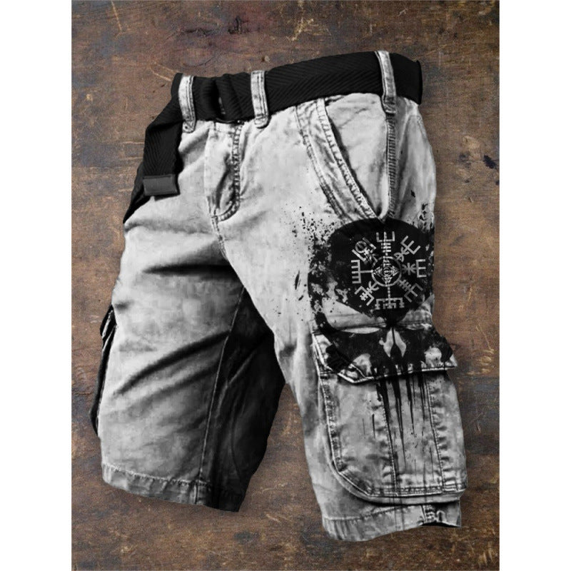 Digital Print Shorts with Zipper for Men
