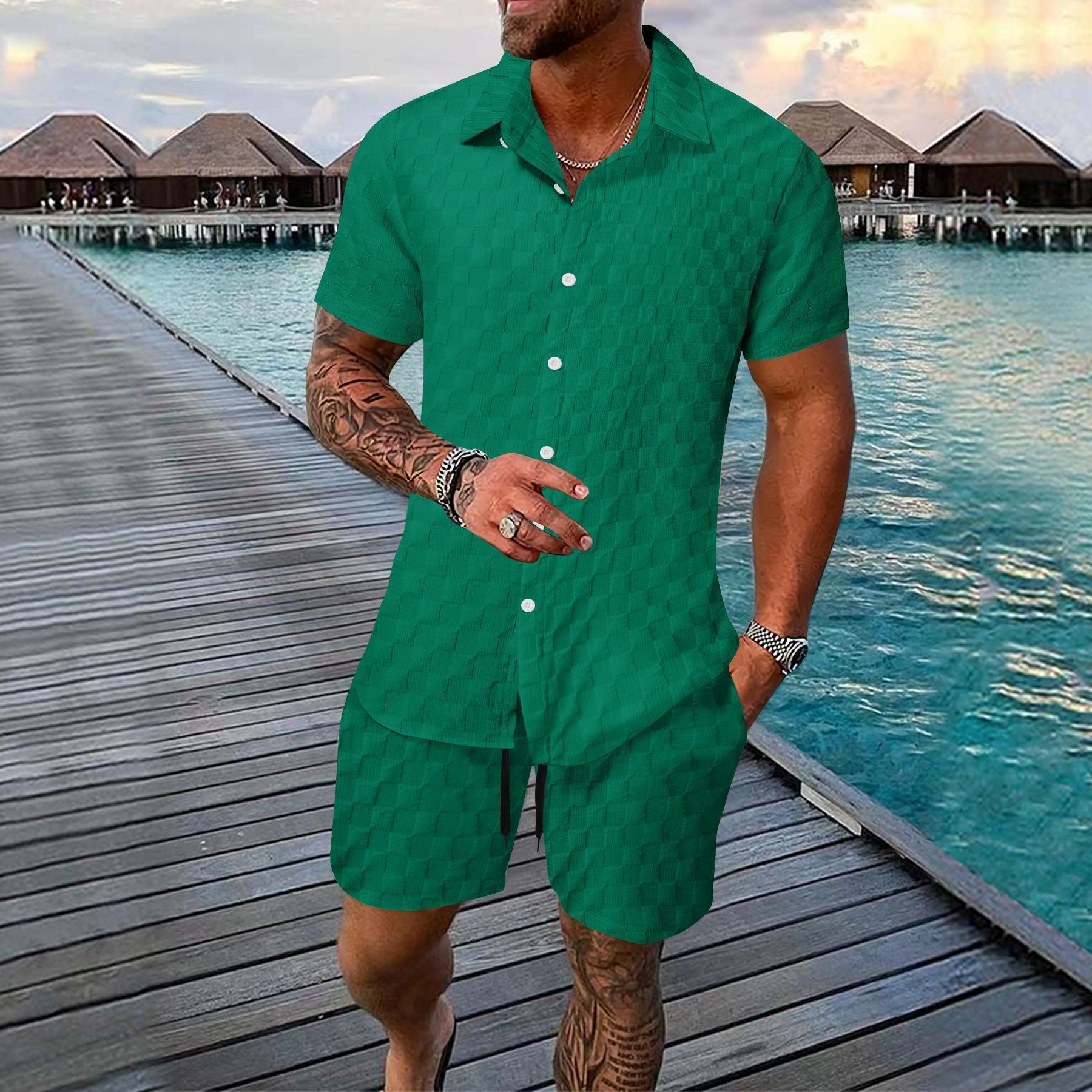Men's Casual Summer Shirt and Shorts Set