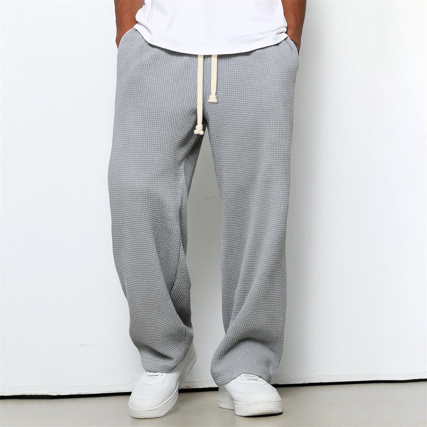 Mens Waffle Texture Casual Sport Pants