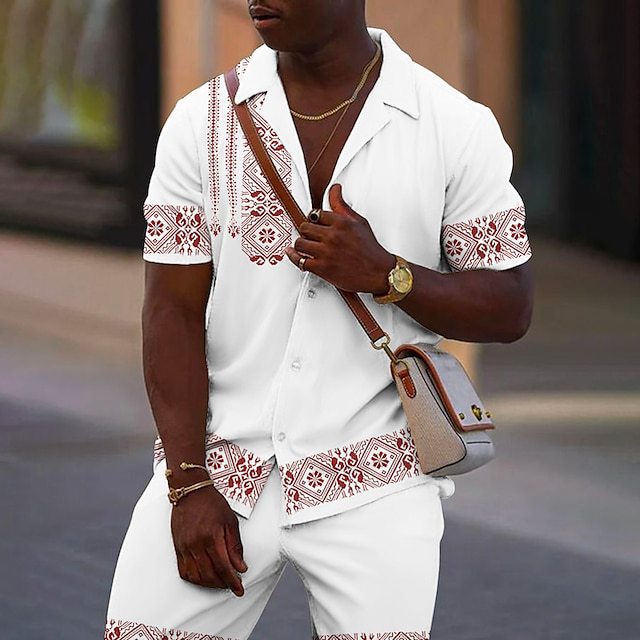 Men's Summer Casual Short-Sleeve Shirt and Shorts Set