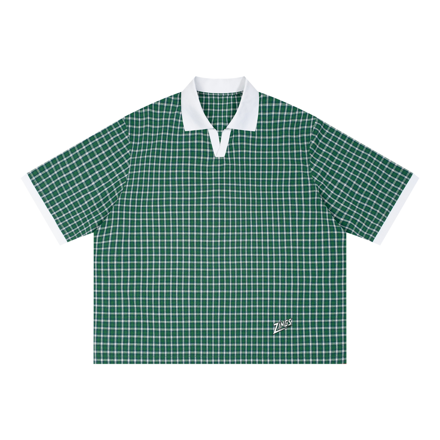 Unisex Boxy Plaid Color Block Polo Shirt